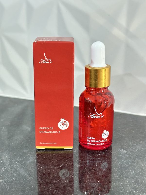 Suero de Granada Roja 15 ml Axiu. funciona como antinflamatorio, ayuda a reducir y prevenir el acné, ayuda a luchar contra los síntomas del envejecimiento, es un potente hidratante, ayuda con la elasticidad de la piel y es apto para todo tipo de piel.