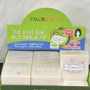 Docena Jabón de arroz blanco Aclarante tamaño grande 75 g con su cajita.