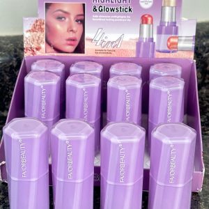 Caja con 12 Iluminador en Barra 4 in 1 GlowStick usalo en cara, labios, sombras, cuerpo. Favorbeauty