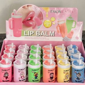 Lip Balm Balsamo Tipo Stanley Labubu con Vitamina C, Delicioso Aroma, sabor a frutas, hidratante, nutritivo. Favorbeauty