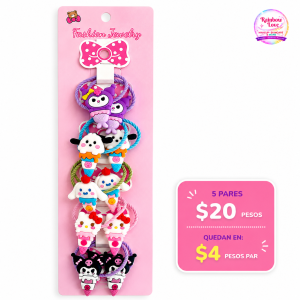 Paquete con 10 piezas ( 5 pares ) ligas sanrio