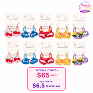 Paquete de Ligas para el cabello LOVE. Paquete con 20 piezas ( 12 pares )