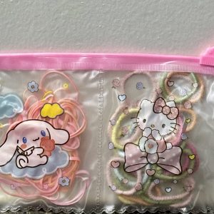 Docena Bolsitas de Ligas Plásticas y de Tela KITTY- SANRIO