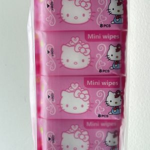 16 pack. 16 paquetitos de Mini Toallitas Desmaquillantes Hello Kitty cada paquetito contiene 8 Toallitas.