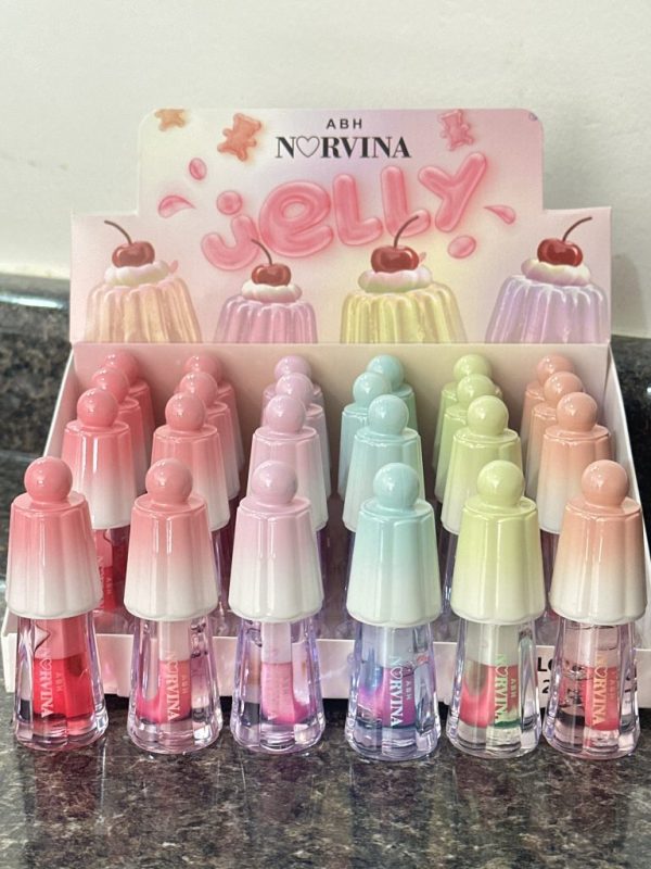 Caja con 24 Lip Gloss Mágico Jelly Conito tipo Sheglam, Norvina