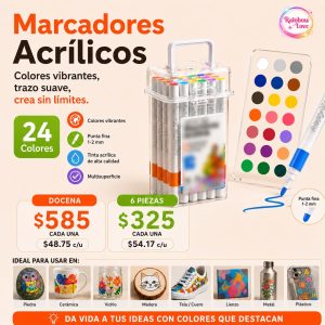 Docena. 12 Cajitas con 24 Marcadores Acrílico.