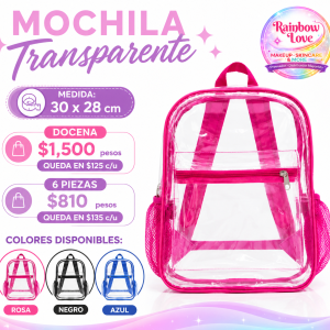Docena (12) Mochilas Transparentes Medida 30x28