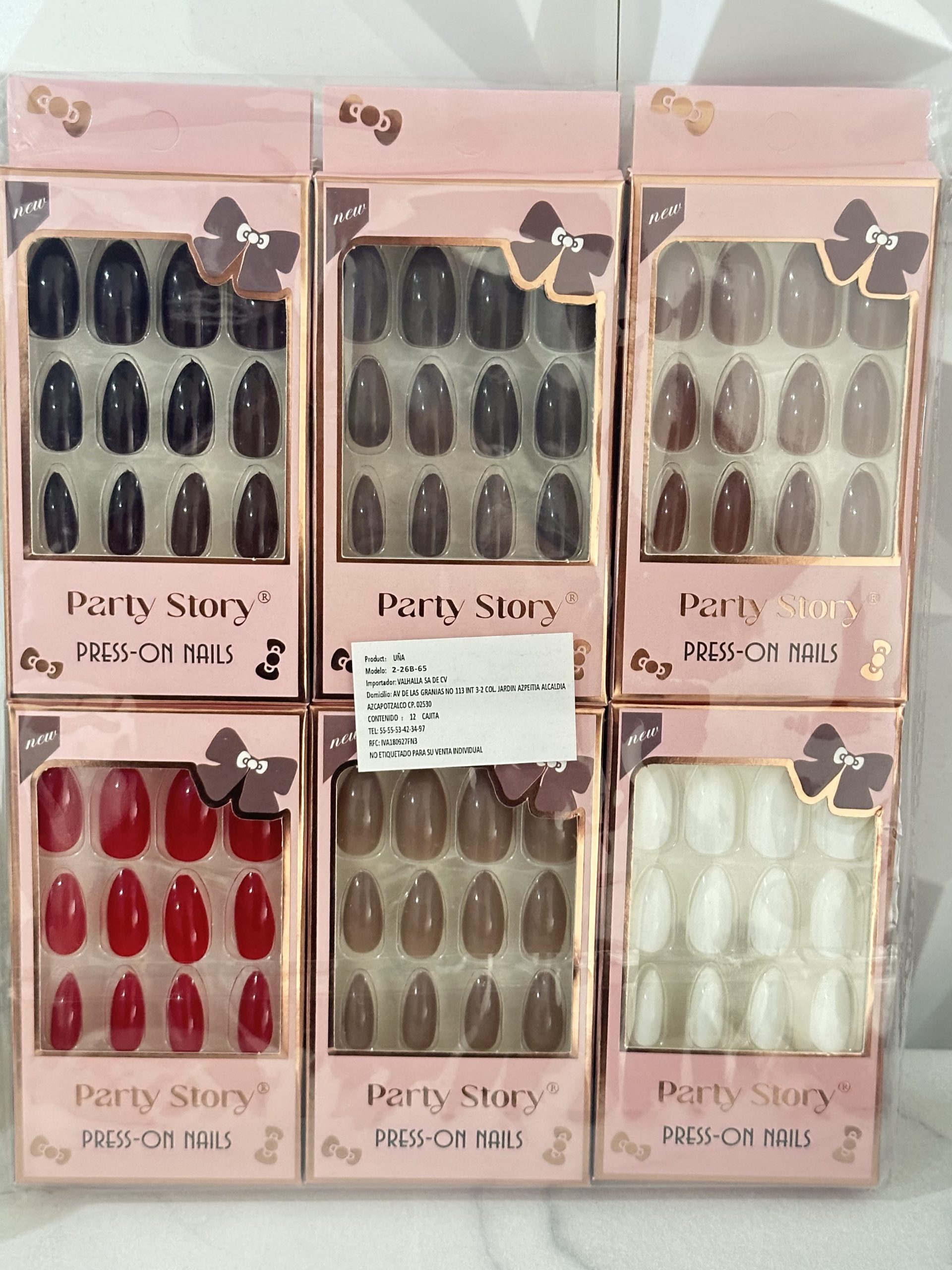 Docena( 12 Cajitas ) uñas PRESS- ON NAILS, tonos lisos. - Imagen 3