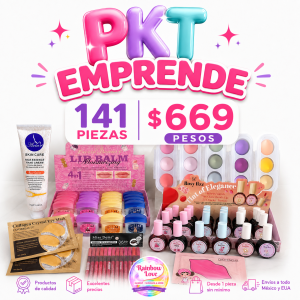 PKT EMPRENDE 25 cremitas mano de arroz  25 parche ojos  25 parche labios  6 estuches con 3 bb  Caja 24 bálsamos vaselinas árabes  Caja 24 tintas labio tipo sheglam  Docena Lápiz Delineador Labios