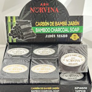 Caja con 12 Jabón de Carbón de Bambú para el acné y exceso de grasa. Limpieza profunda, mantiene los poros libres de impurezas ideal para piel grasa o mixta.