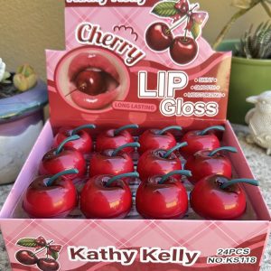Caja con 24 LipGloss Cherry Cereza kathy Kelly. Delicioso Aroma, humecta, hidrata y suaviza tus labios.