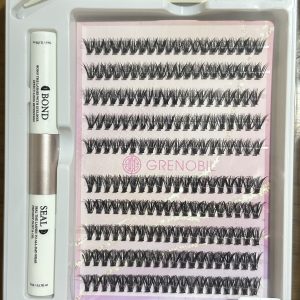 6 pack. 6 Set de Pestañas extensión racimo con pinza/ cepillito, sellador y pegamento.