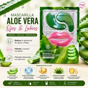 10 Pack. 10 Dúos Parche Ojos y Labios Aloe Vera, Ácido Hialuronico, Vitamina E.
