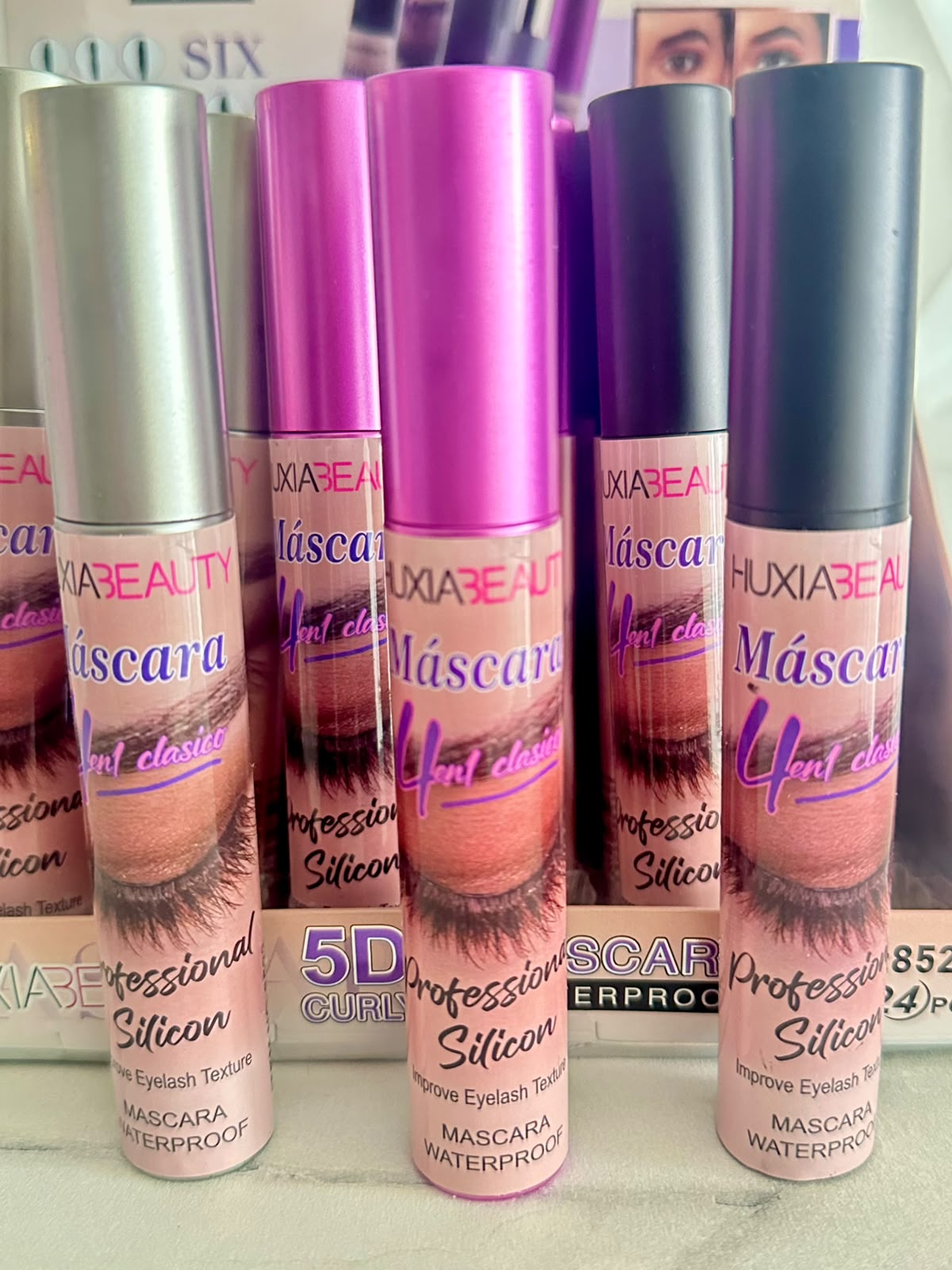 Rimel Máscara de Pestañas HuxiaBeauty a prueba de Agua. Plata- Negro- Morado. Tipo PROSA. - Imagen 2
