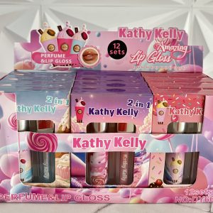 Caja con 12 Duos PERFUME + LIP GLOSS Yum Yum. Kathy Kelly