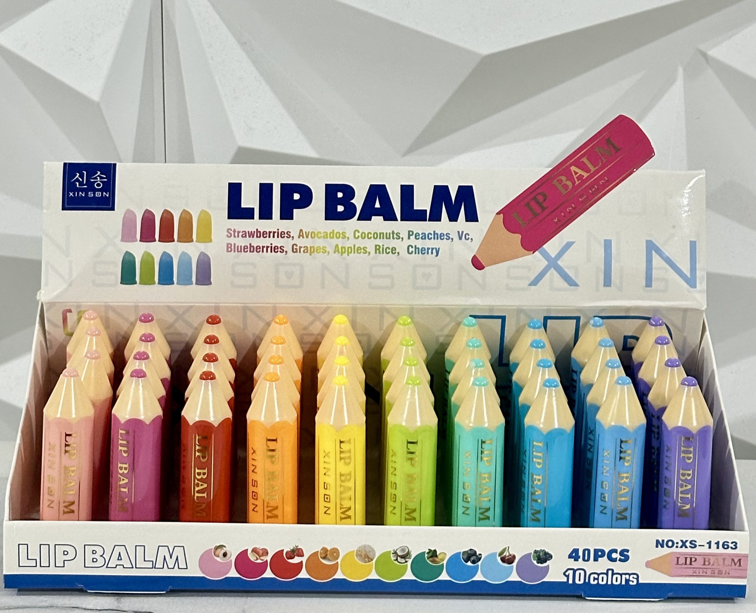 Caja con 40 Bálsamos Labial CRAYOLA COLORES 10 riquismos aromas.