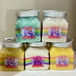 5 pack. 5 Sales Exfoliantes Relajantes Rainbow Unicornio. Relajan Exfolian Suaviza Eliminan piel muerta de todo tú cuerpo. Ideal para suavizar pies y callosidades.